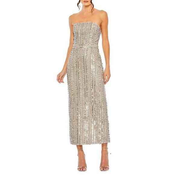 Mac Duggal Embellished Strapless Beaded Slim Column Dress Size 16 NWT - Picture 3 of 13